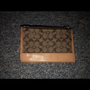Tan signature coach coin purse